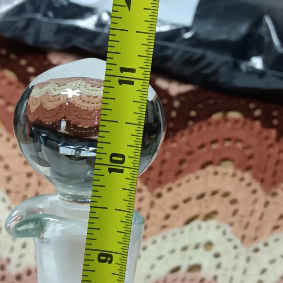 Crystal Decanter 11" tall (sith stopper) Clear Floral Cut Design Handle - Picture 6 of 13